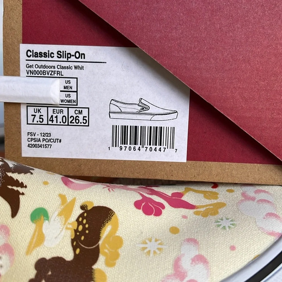 Vans Cream and Pink Patterned Slip-On Sneakers - Picture 16 of 16